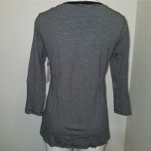 NWT Joneswear Black White Striped Top Size Small 3/4 Sleeve Retail $50 - Picture 4 of 8